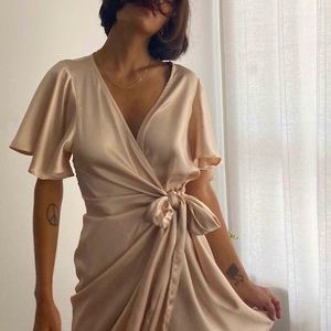Urban Outfitters Satin Wrap Mini Dress